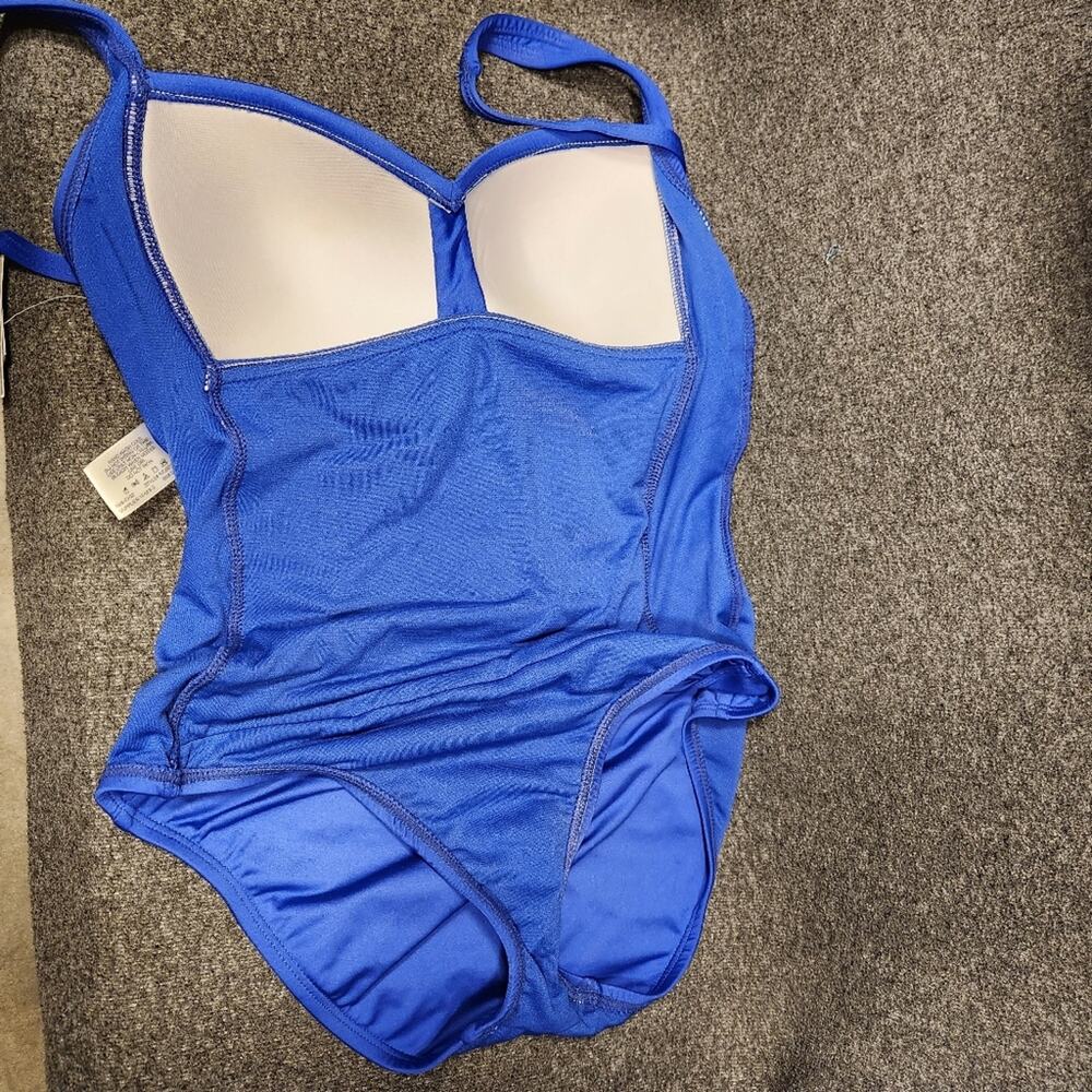 LIZ CLAIBORNE Blue Cobalt One Piece Swimsuit Swim Beach Womens 6 NWT FLAWED - Picture 9 of 10